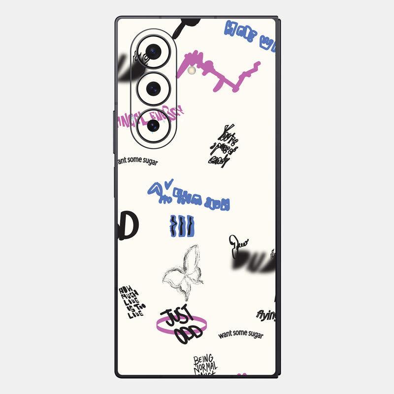 Beige Scribble Glass Back