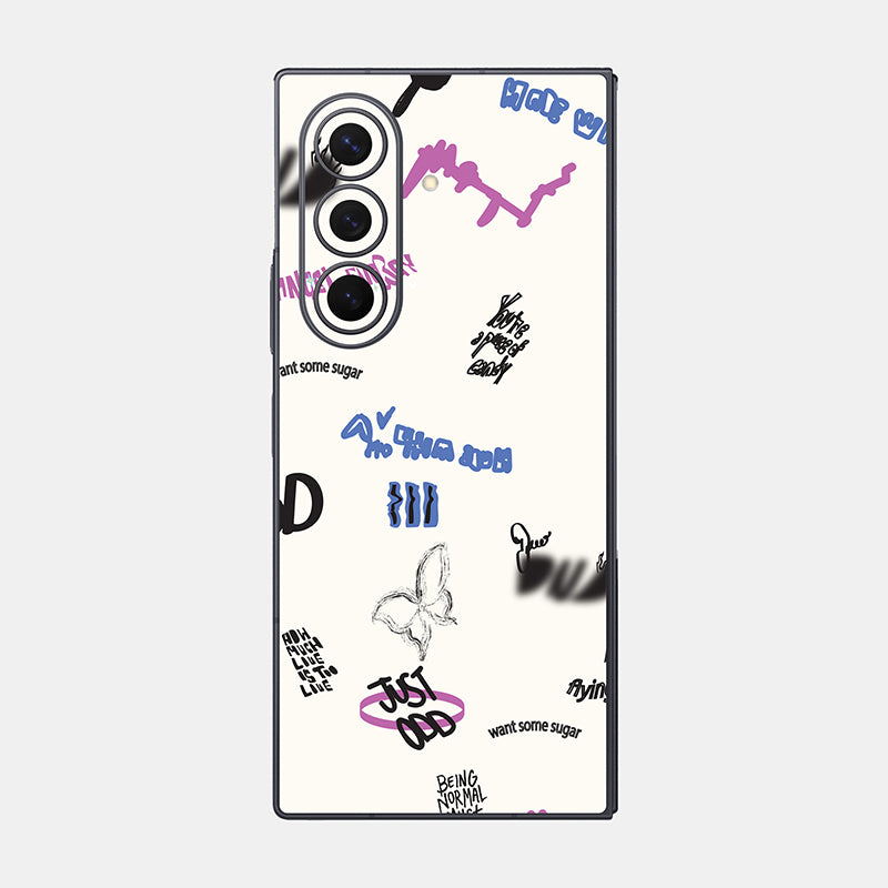 Beige Scribble Glass Back