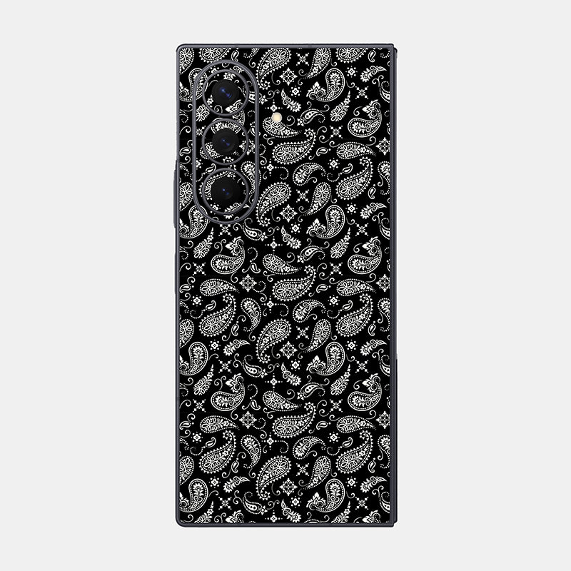 Black Paisley Glass Back