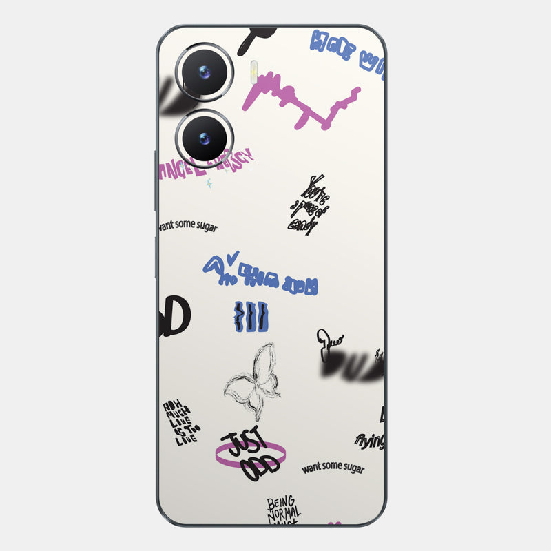 Beige Scribble Glass Back