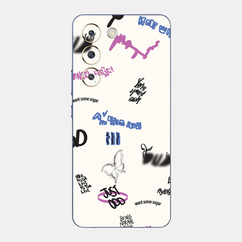 Beige Scribble Glass Back