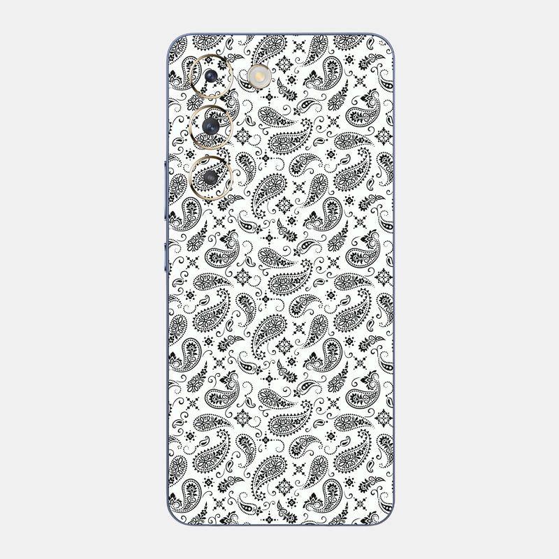 White Paisley Glass Back