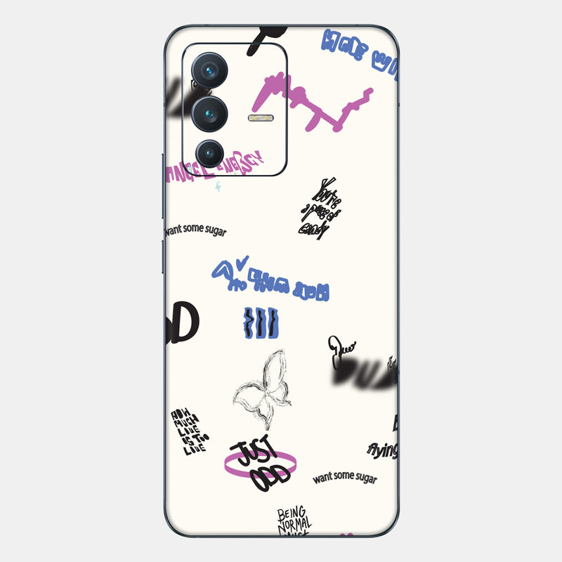 Beige Scribble Glass Back