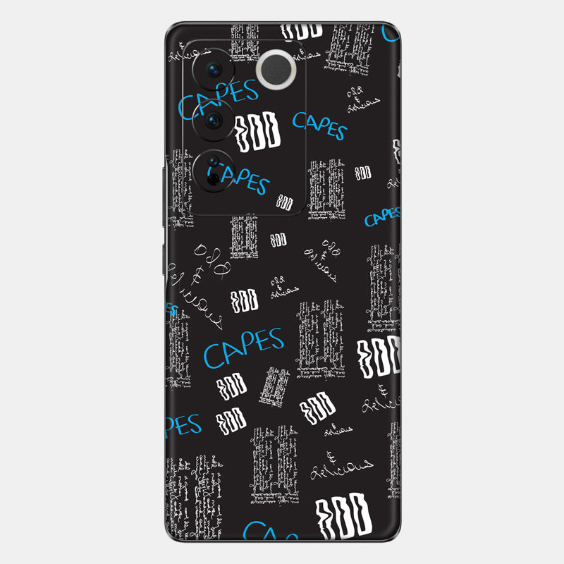 Black Scribble Glass Back