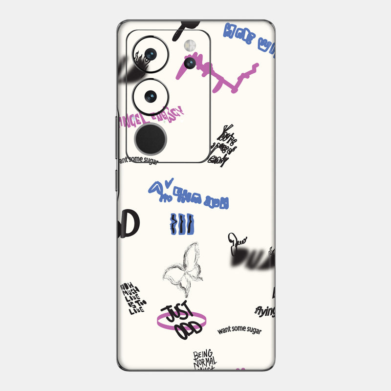 Beige Scribble Glass Back