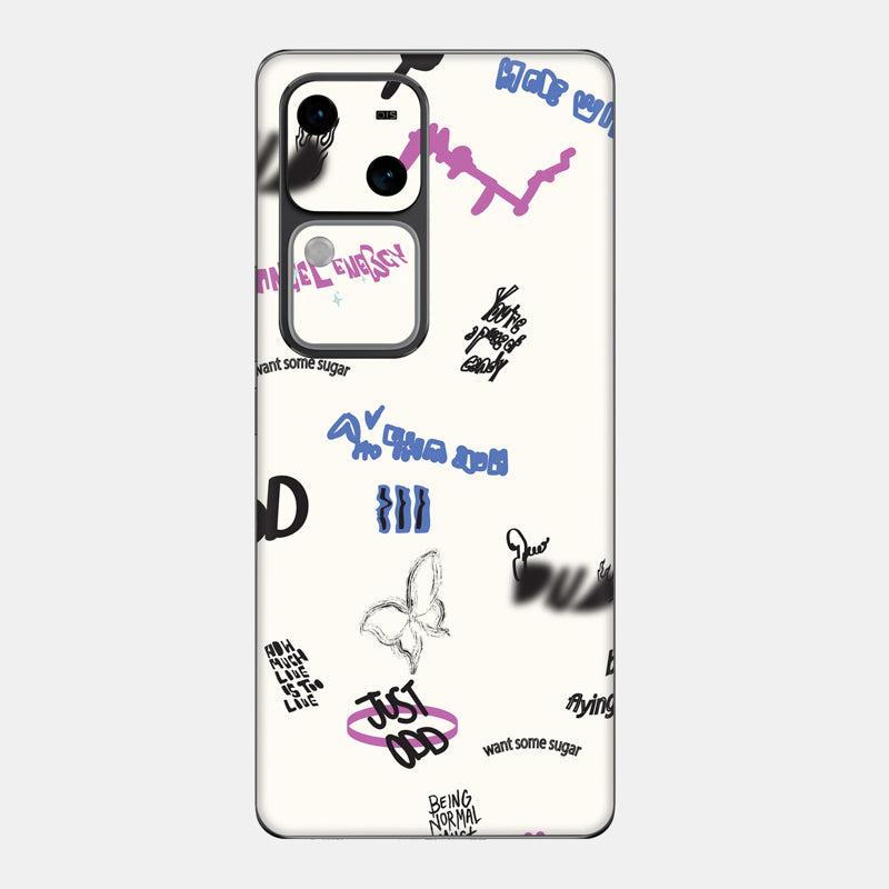 Beige Scribble Glass Back