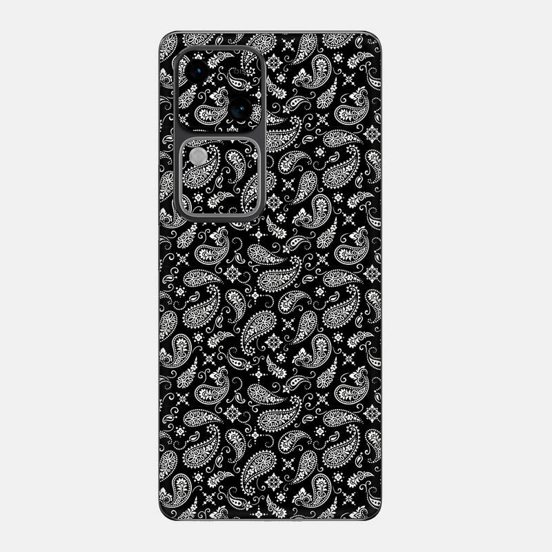 Black Paisley Glass Back