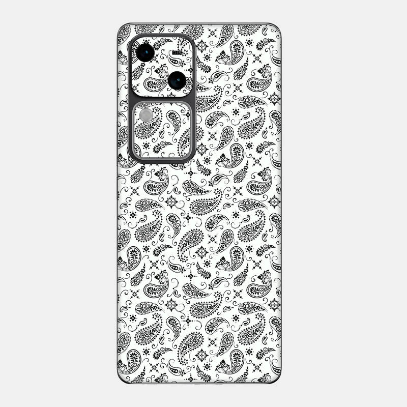 White Paisley Glass Back