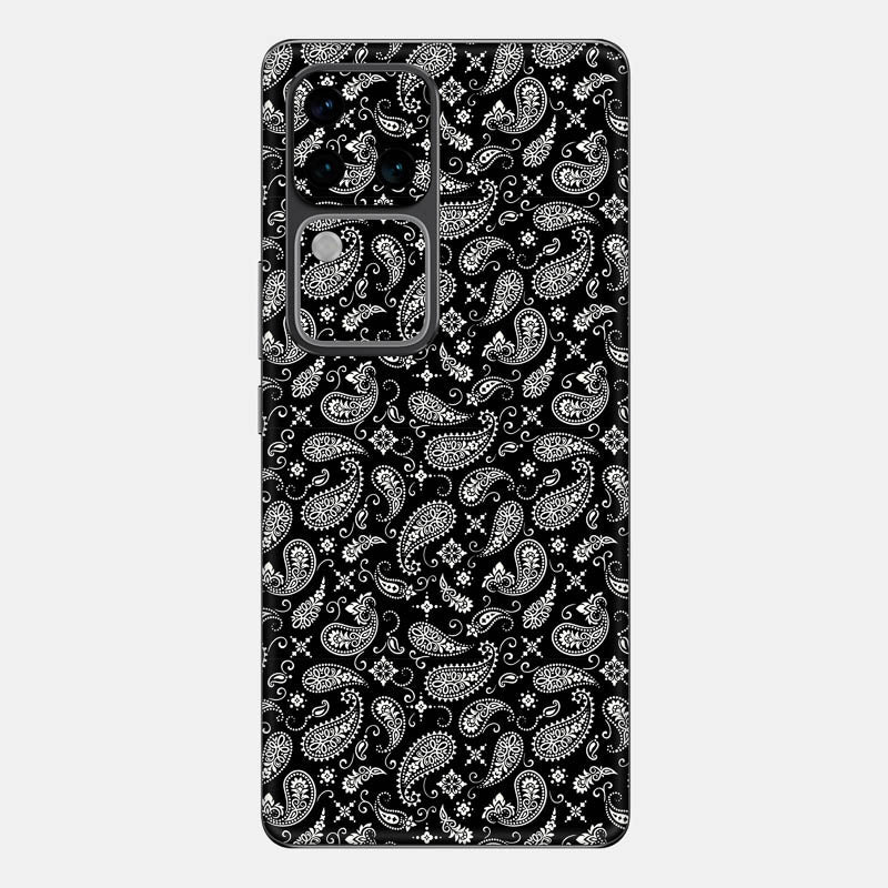 Black Paisley Glass Back