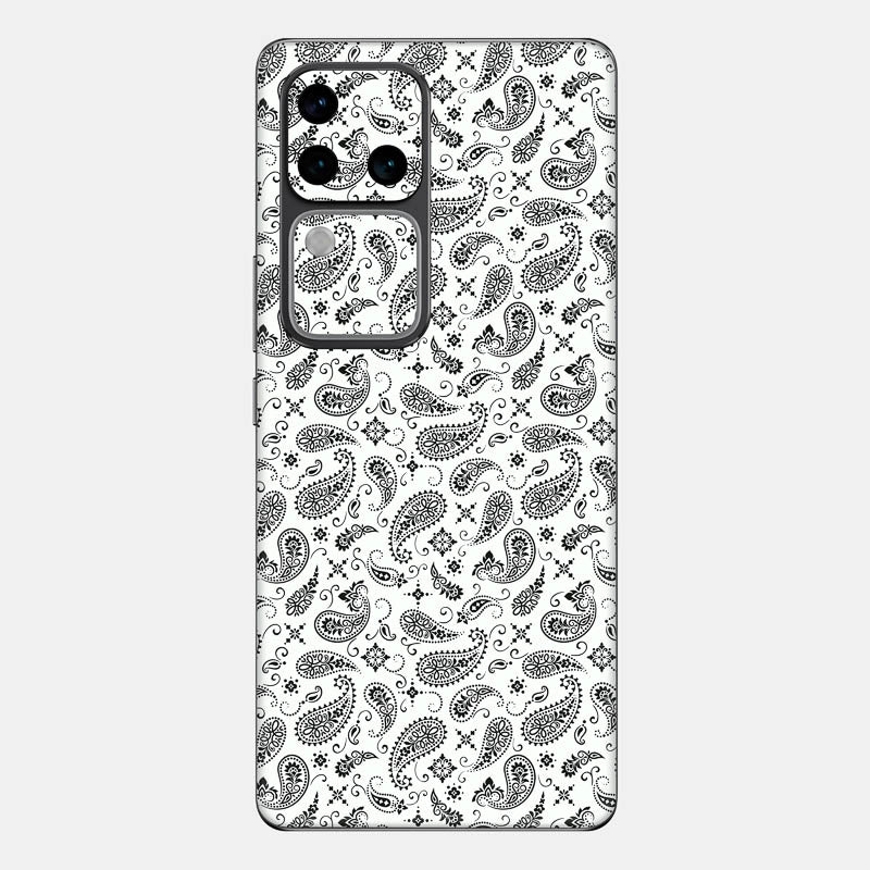 White Paisley Glass Back