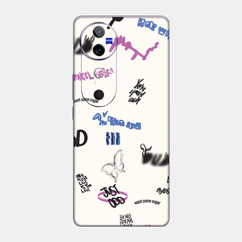 Beige Scribble Glass Back