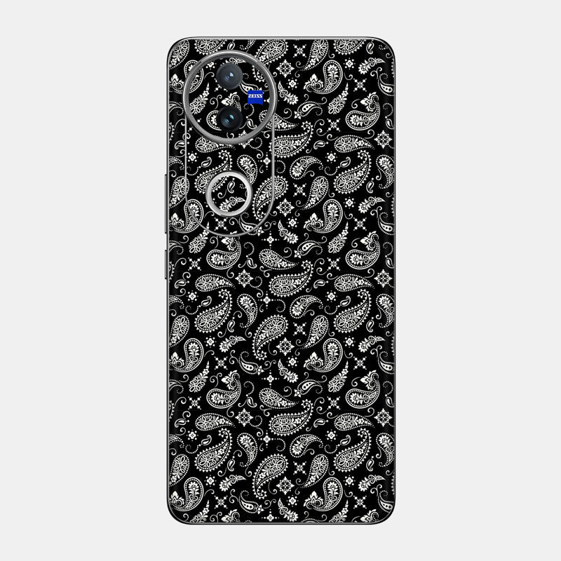 Black Paisley Glass Back