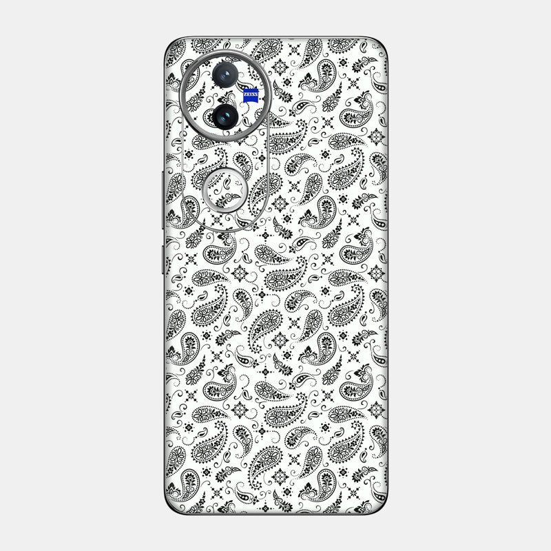 White Paisley Glass Back