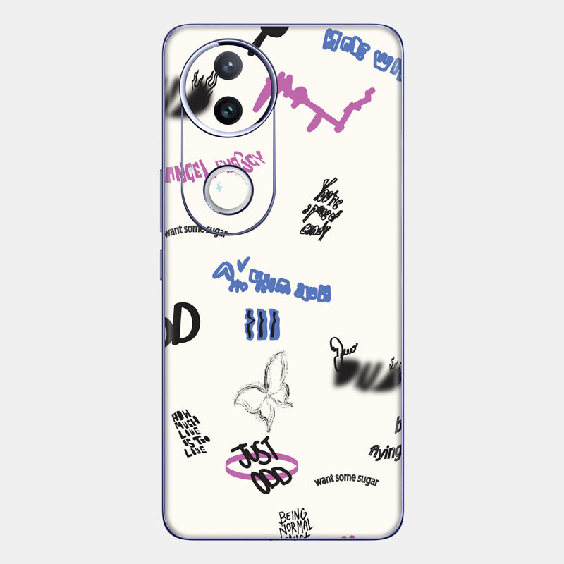 Beige Scribble Glass Back