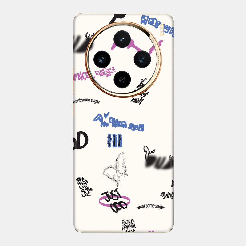 Beige Scribble Glass Back