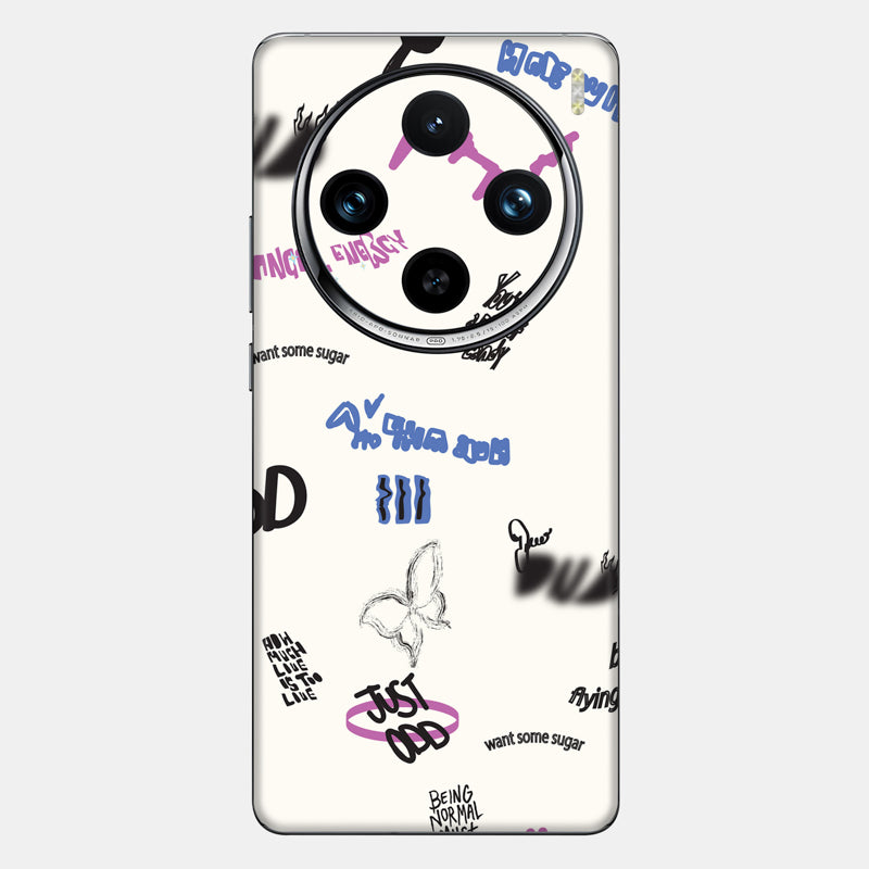 Beige Scribble Glass Back