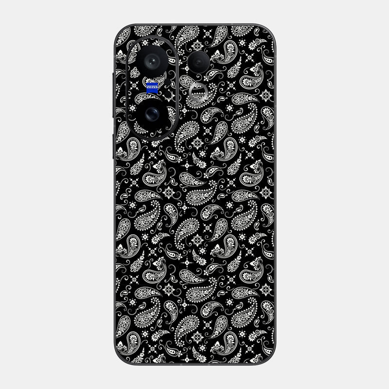 Black Paisley Glass Back