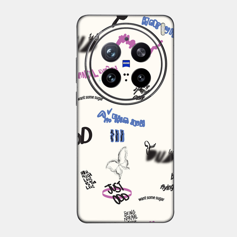 Beige Scribble Glass Back