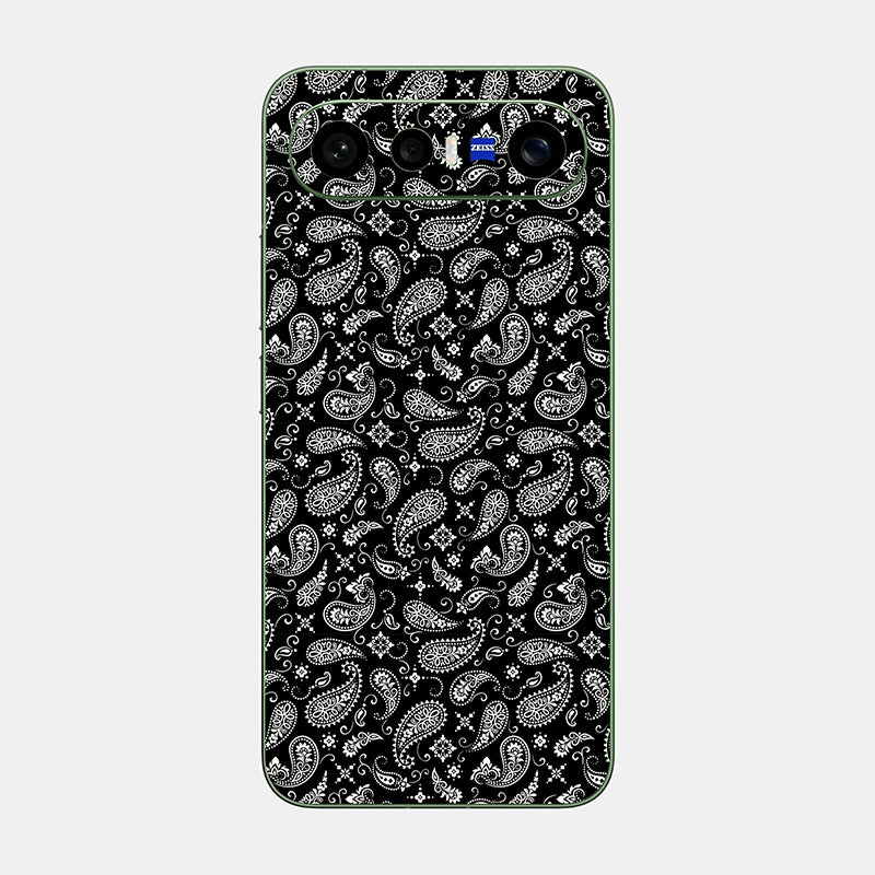 Black Paisley Glass Back
