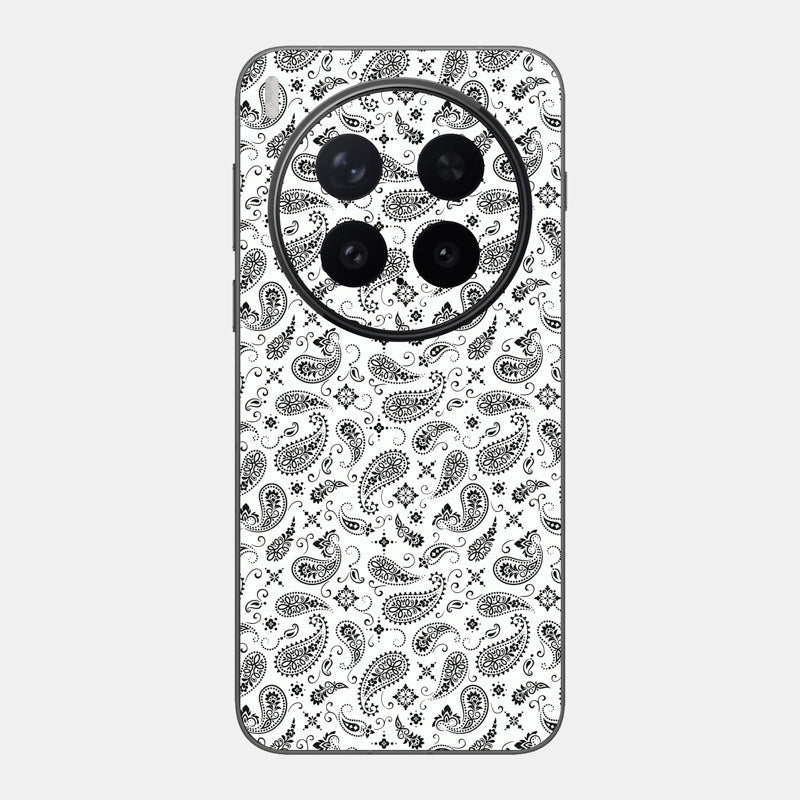 White Paisley Glass Back