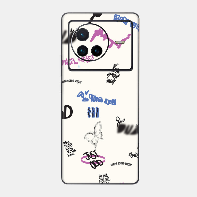 Beige Scribble Glass Back