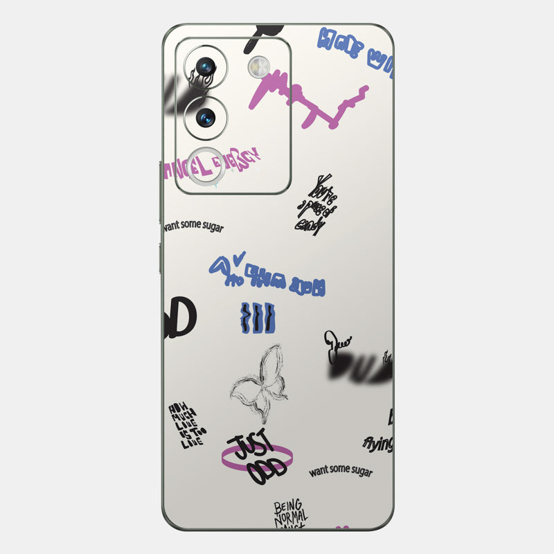 Beige Scribble Glass Back