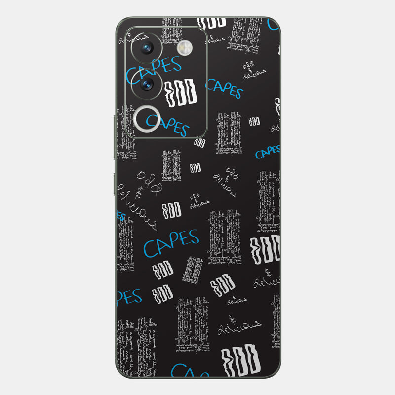 Black Scribble Glass Back