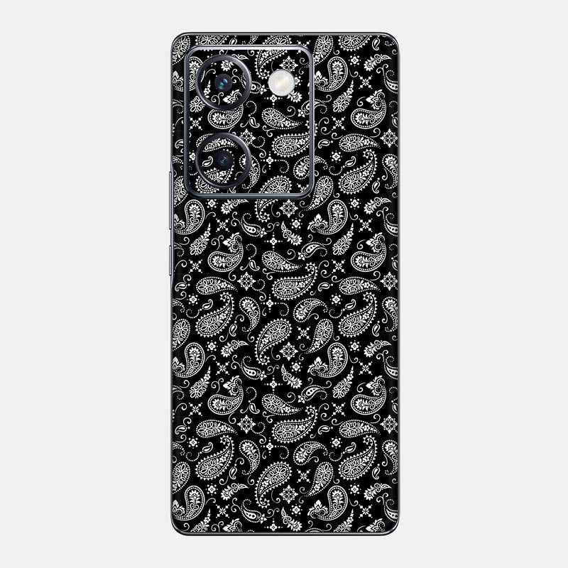 Black Paisley Glass Back