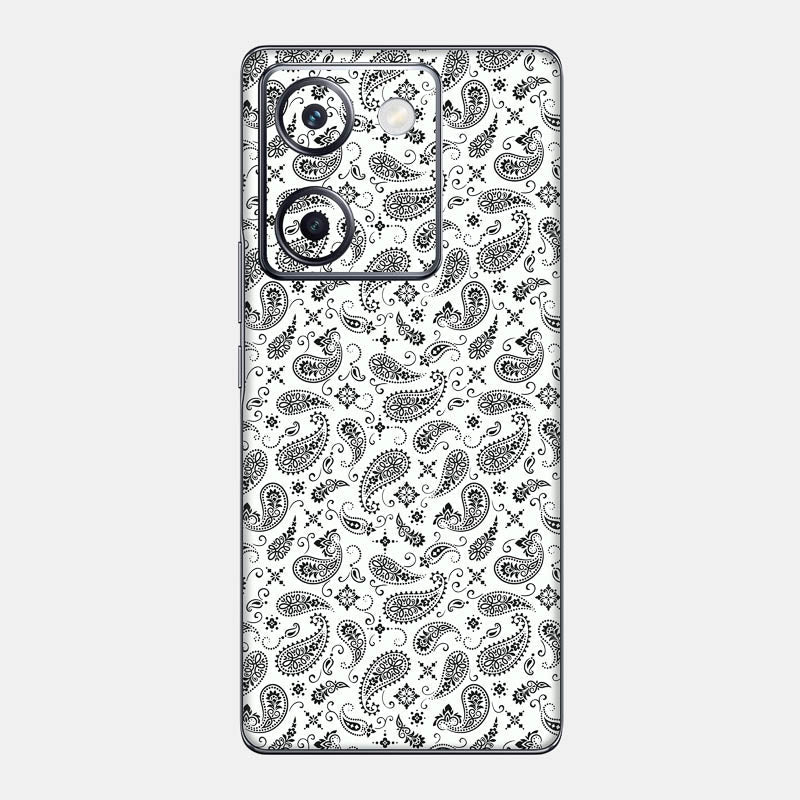 White Paisley Glass Back