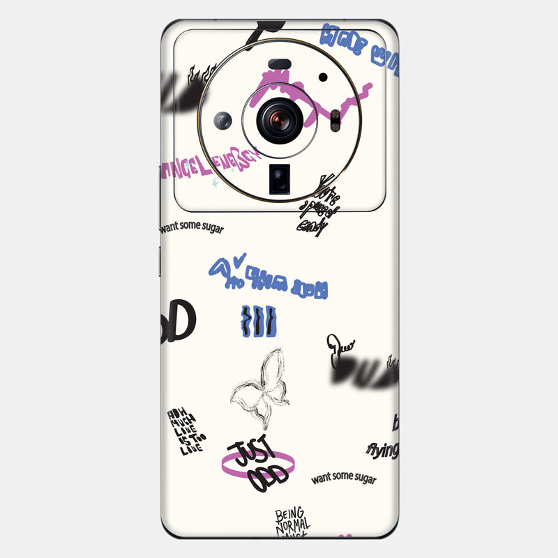 Beige Scribble Glass Back