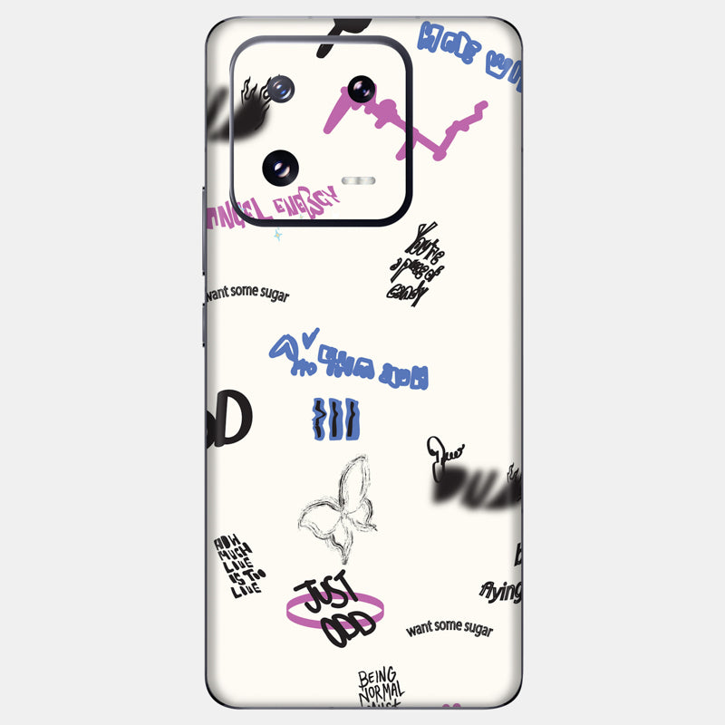 Beige Scribble Glass Back