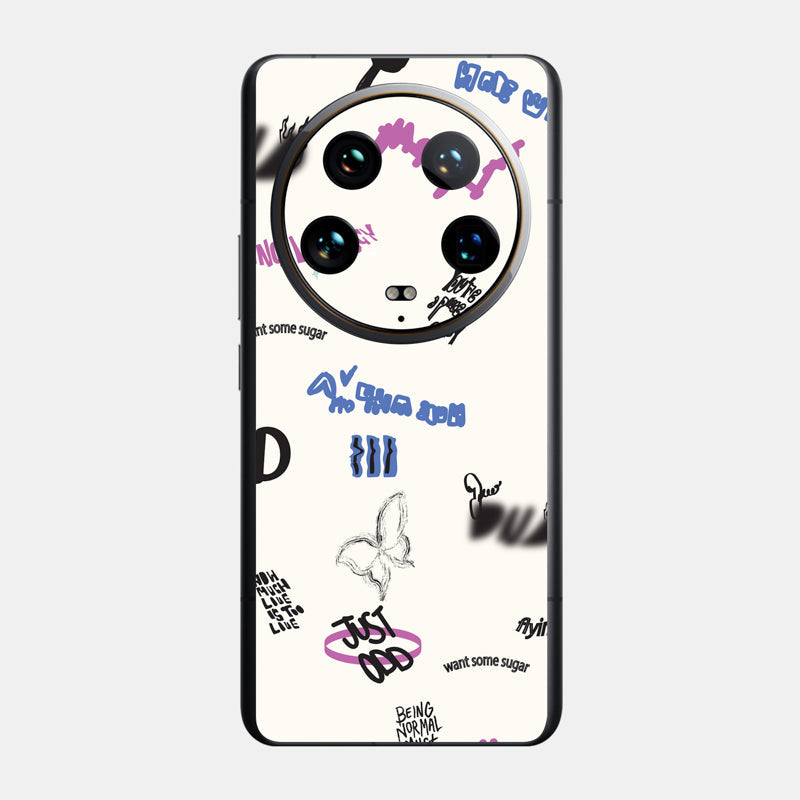 Beige Scribble Glass Back