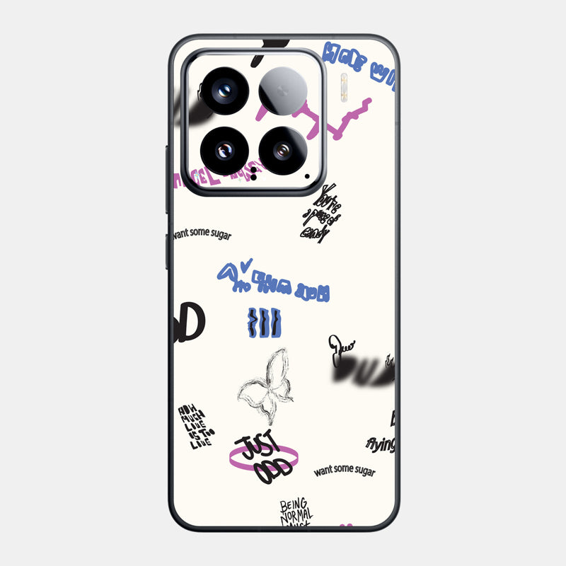 Beige Scribble Glass Back