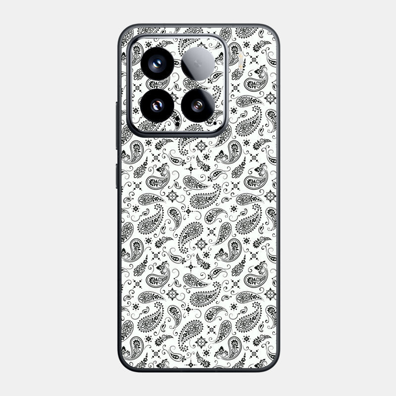 White Paisley Glass Back
