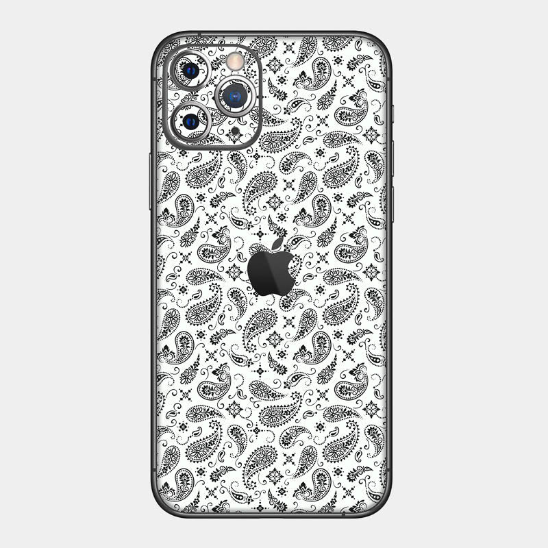 White Paisley Glass Back