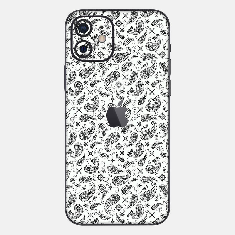 White Paisley Glass Back