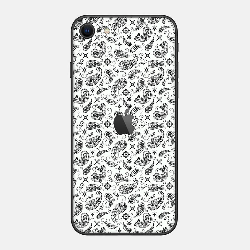 White Paisley Glass Back