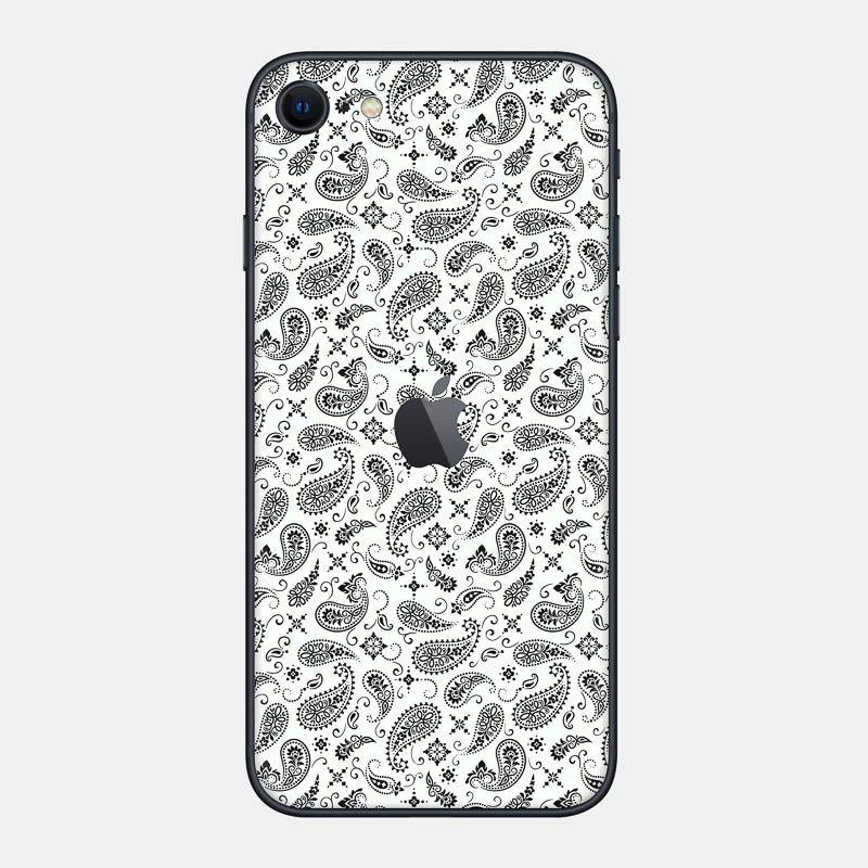 White Paisley Glass Back