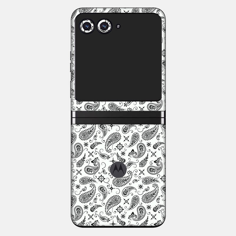 White Paisley Glass Back