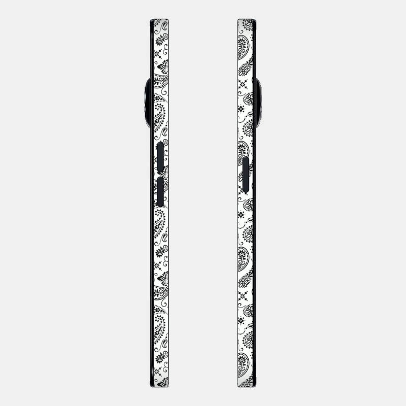 White Paisley Glass Back