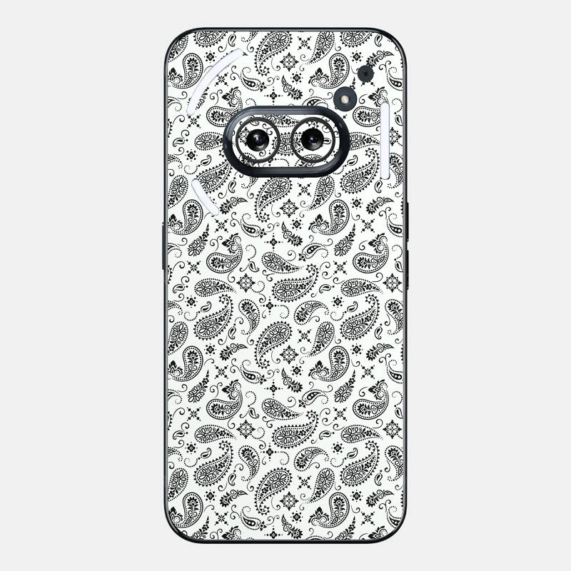White Paisley Glass Back