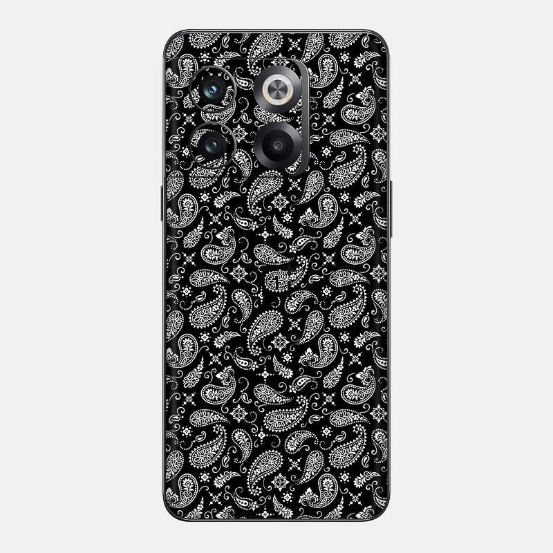 Black Paisley Glass Back