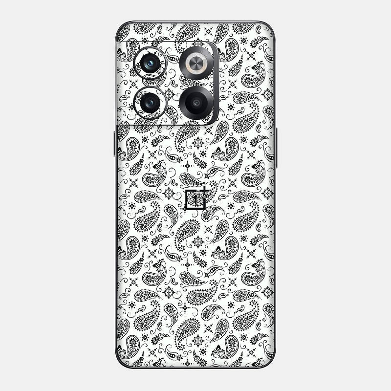 White Paisley Glass Back