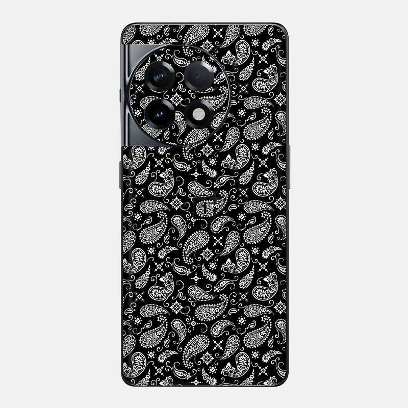 Black Paisley Glass Back