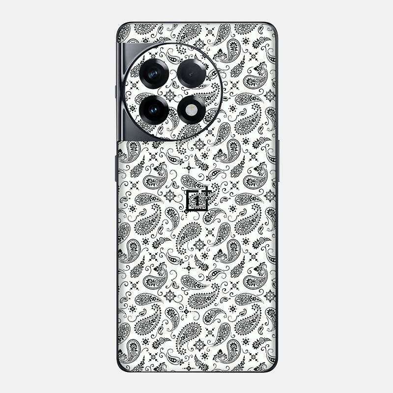 White Paisley Glass Back
