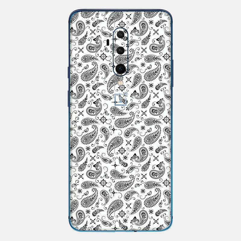 White Paisley Glass Back