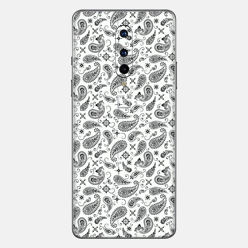 White Paisley Glass Back