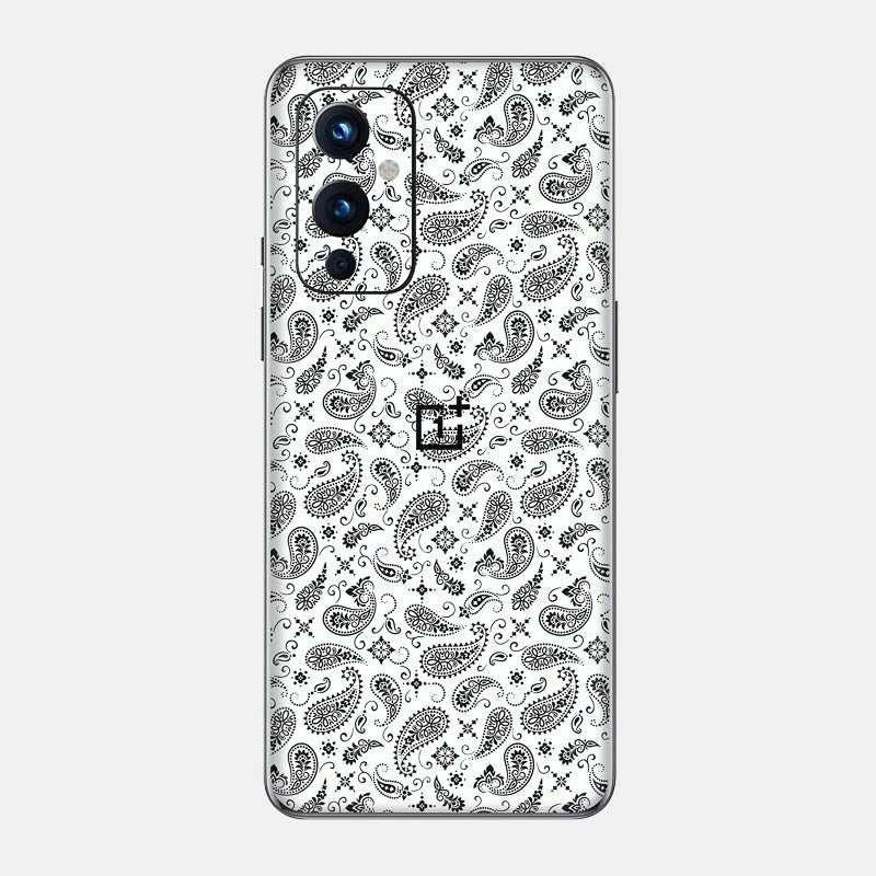 White Paisley Glass Back