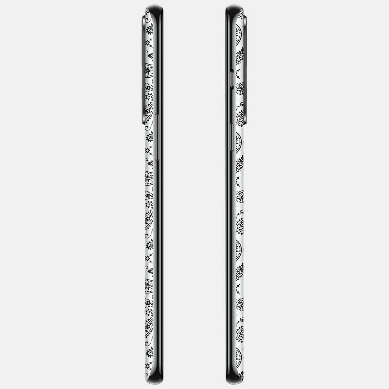 White Paisley Glass Back