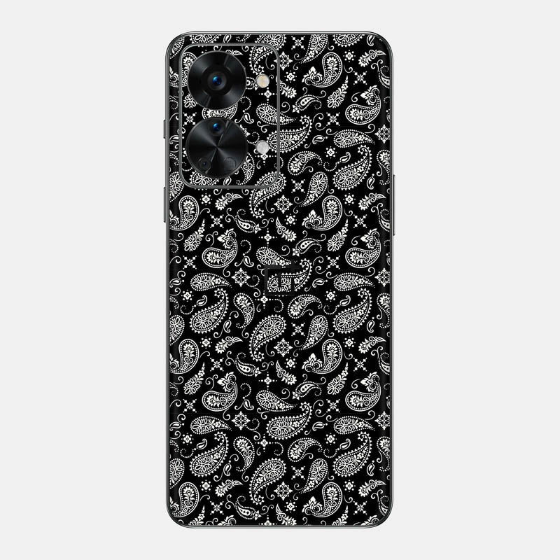 Black Paisley Glass Back